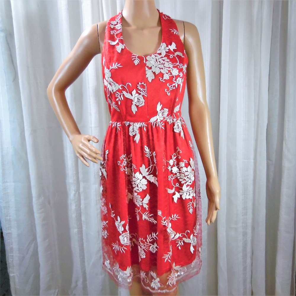 VOOM by Joy Han Embroidered Red Dress